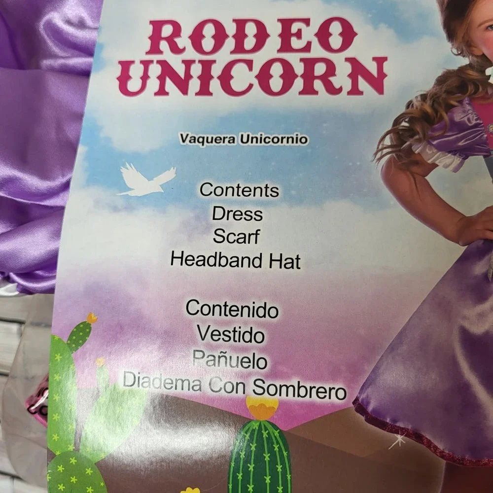 New Rodeo Unicorn Halloween Costume Toddler 3T-4T Colorful‎ Dress Up Outfit